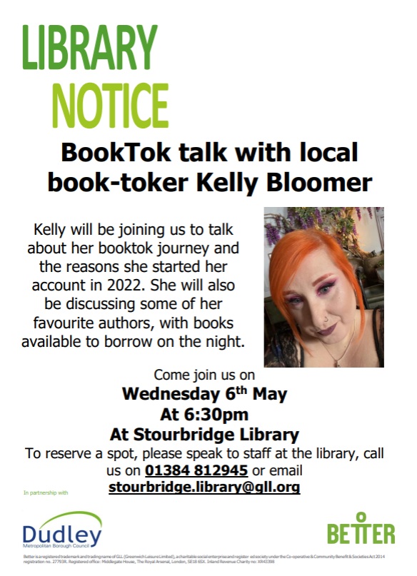 Stourbridge Library - BookTok Talk with Kelly Bloomer